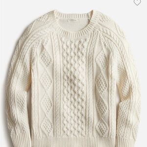 Crewcuts Cream Cable Knit Crewneck Sweater